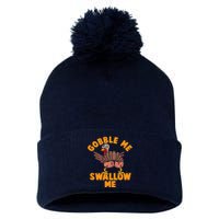 Gobble Me Swallow Funny Thanksgiving Turkey Pom Pom 12in Knit Beanie