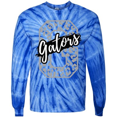 Gators Mascot School Sports Fan Team Spirit Heart Football Tie-Dye Long Sleeve Shirt