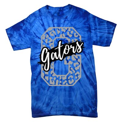 Gators Mascot School Sports Fan Team Spirit Heart Football Tie-Dye T-Shirt