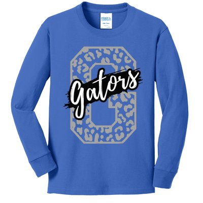 Gators Mascot School Sports Fan Team Spirit Heart Football Kids Long Sleeve Shirt