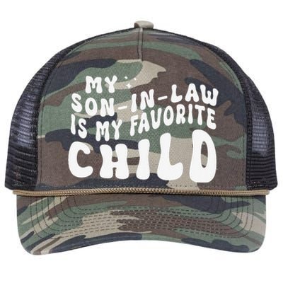 Groovy My Son In Law Is My Favorite Child Funny Family Retro Rope Trucker Hat Cap