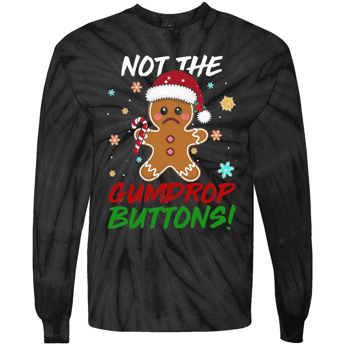 Gingerbread Man Santa Hat Not The Gumdrop Button Christmas Tie-Dye Long Sleeve Shirt