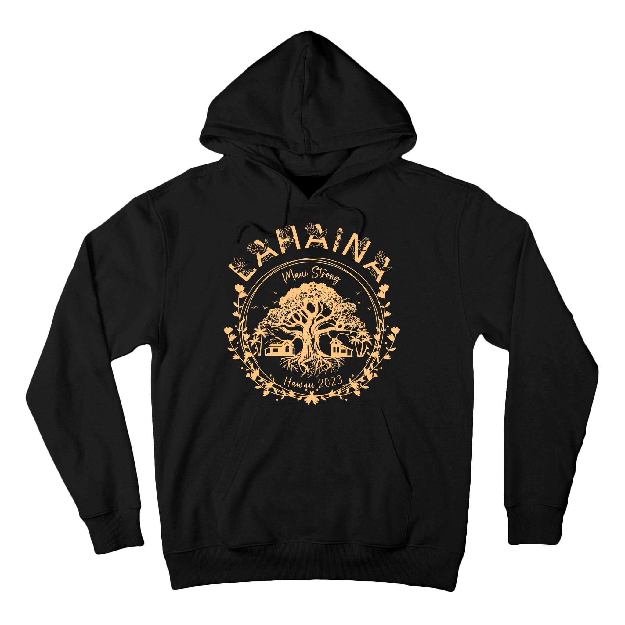 Golden Maui Strong Lahaina Strong Banyan Tree Tall Hoodie