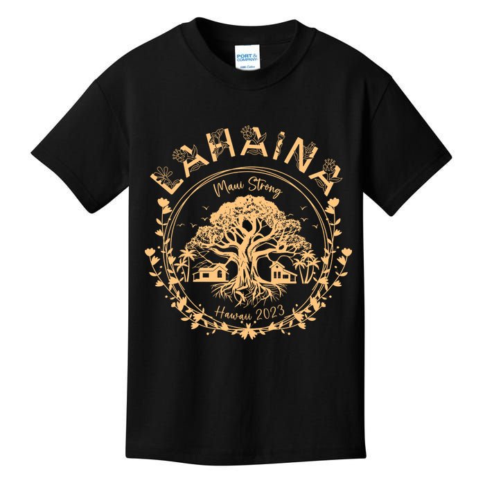 Golden Maui Strong Lahaina Strong Banyan Tree Kids T-Shirt