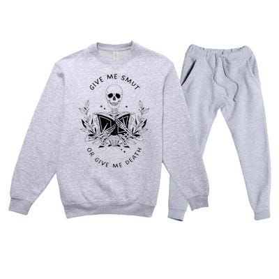 Give Me Smut Or Give Me Death Skeleton Book Lover Premium Crewneck Sweatsuit Set