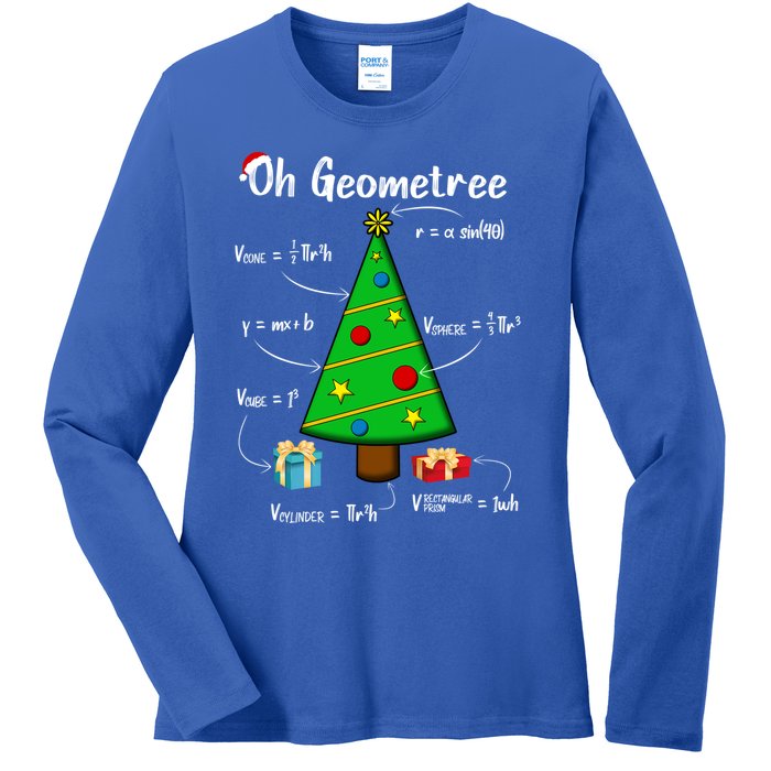 Geometry Math Science Teacher Christmas Oh Geometree Great Gift Ladies Long Sleeve Shirt