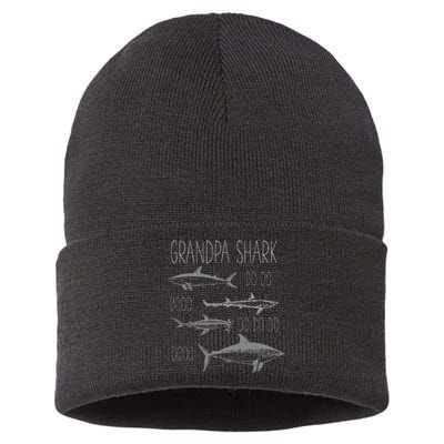 Grandpa Multiple Shark Do Doo Do Do Do Doo T Sustainable Knit Beanie