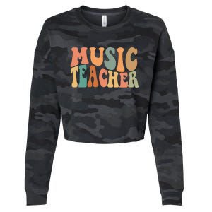 Groovy Music Teacher Cute Back To School Supplies Cropped Pullover Crew