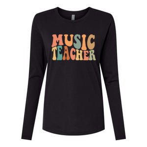 Groovy Music Teacher Cute Back To School Supplies Womens Cotton Relaxed Long Sleeve T-Shirt