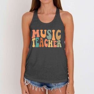 Groovy Music Teacher Cute Back To School Supplies Women's Knotted Racerback Tank