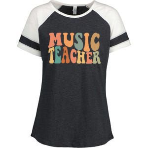 Groovy Music Teacher Cute Back To School Supplies Enza Ladies Jersey Colorblock Tee