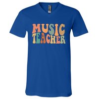 Groovy Music Teacher Cute Back To School Supplies V-Neck T-Shirt