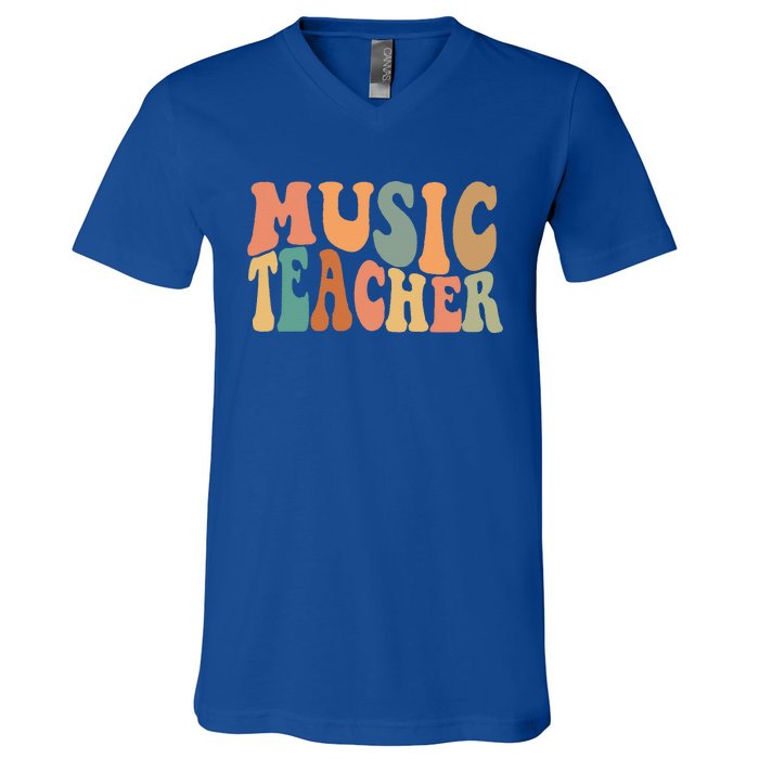 Groovy Music Teacher Cute Back To School Supplies V-Neck T-Shirt