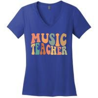 Groovy Music Teacher Cute Back To School Supplies Women's V-Neck T-Shirt