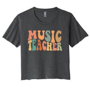 Groovy Music Teacher Cute Back To School Supplies Women's Crop Top Tee