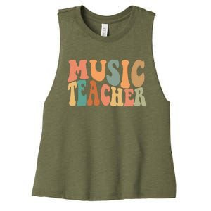 Groovy Music Teacher Cute Back To School Supplies Women's Racerback Cropped Tank