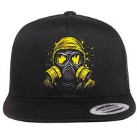 Gas Mask Toxic Biohazard Flat Bill Trucker Hat