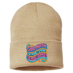 Girl Math: The More I Spend The More I Save! Funny Girl Trendy Quote Sustainable Knit Beanie