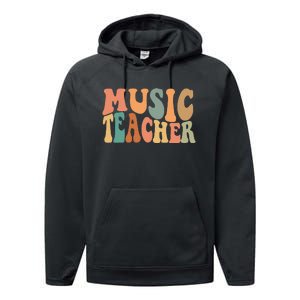 Groovy Music Teacher Cute Back to School Supplies Performance Fleece Hoodie