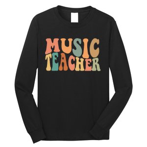 Groovy Music Teacher Cute Back to School Supplies Long Sleeve Shirt