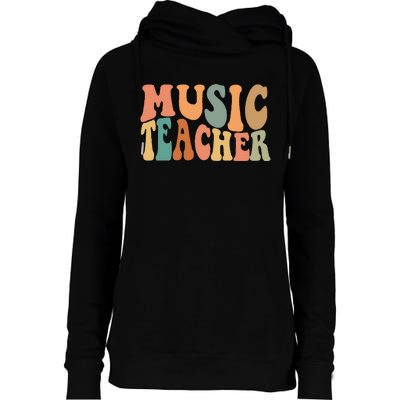 Groovy Music Teacher Cute Back to School Supplies Womens Funnel Neck Pullover Hood