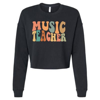 Groovy Music Teacher Cute Back to School Supplies Cropped Pullover Crew