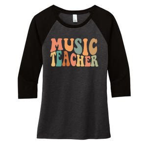 Groovy Music Teacher Cute Back to School Supplies Women's Tri-Blend 3/4-Sleeve Raglan Shirt