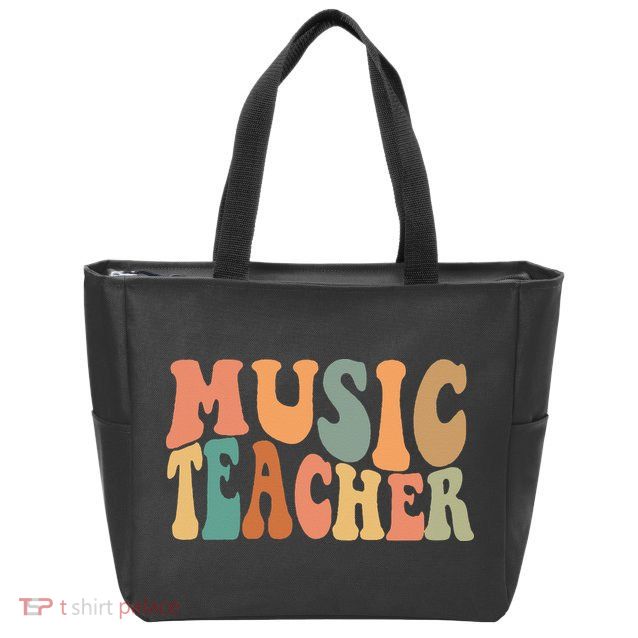 Groovy Music Teacher Cute Back to School Supplies Zip Tote Bag