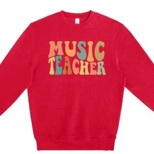 Groovy Music Teacher Cute Back to School Supplies Premium Crewneck Sweatshirt