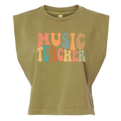 Groovy Music Teacher Cute Back To School Supplies Garment-Dyed Women's Muscle Tee