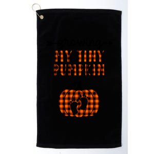 Growing My Tiny Pumpkin Thanksgiving Pregnancy Announcet Gift Platinum Collection Golf Towel