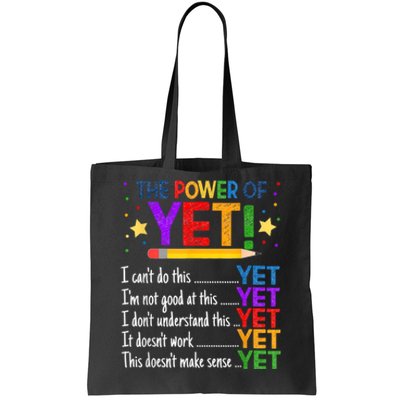 Growth Mindset Teacher Kindness Power Of Yet Inspirational Tote Bag