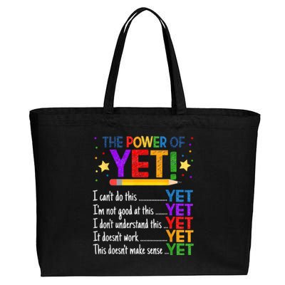 Growth Mindset Teacher Kindness Power Of Yet Inspirational Cotton Canvas Jumbo Tote