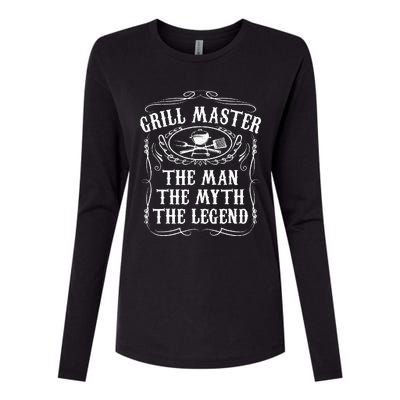 Grill Master The Man The Myth Legend Funny BBQ Smoker Gift Womens Cotton Relaxed Long Sleeve T-Shirt