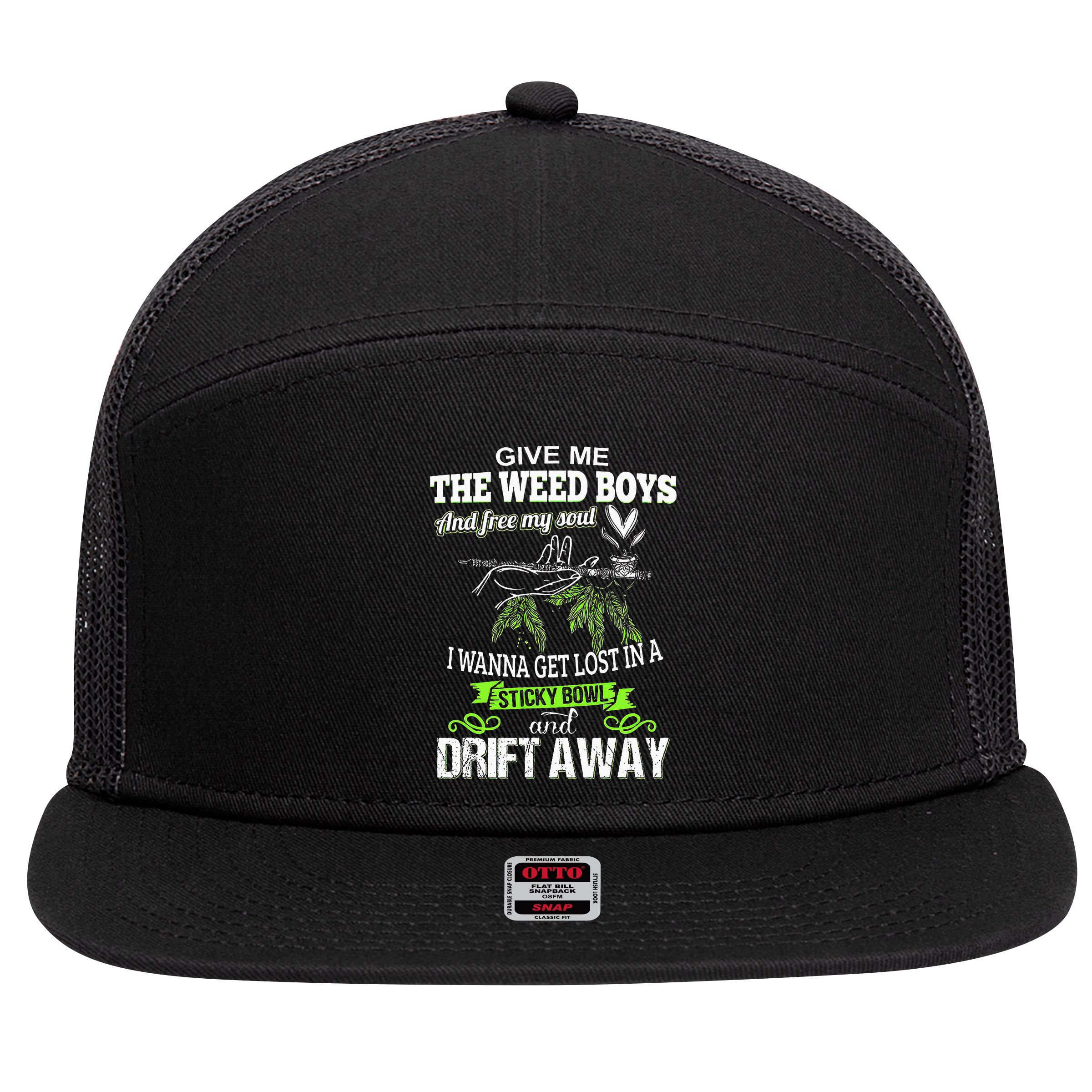 Give Me The Weed And Free My Soul I Wanna Get Lost In 7 Panel Mesh Trucker Snapback Hat