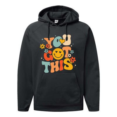 Groovy Motivational Testing Day Teacher Student You Got This Performance Fleece Hoodie