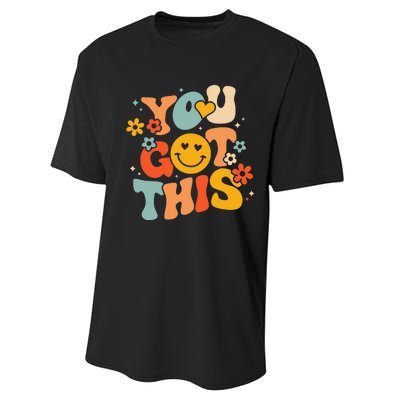 Groovy Motivational Testing Day Teacher Student You Got This Performance Sprint T-Shirt