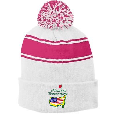 Green Masters Tournament Stripe Pom Pom Beanie