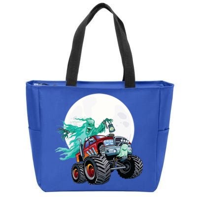 Ghost Monster Truck Funny Creepy Halloween Spirit Scary Gift Zip Tote Bag