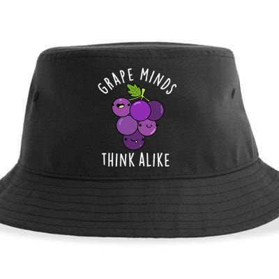 Grape Minds Think Alike Funny Fruit Pun Sustainable Bucket Hat