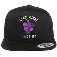 Grape Minds Think Alike Funny Fruit Pun Flat Bill Trucker Hat