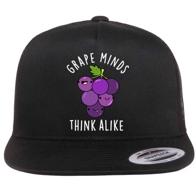 Grape Minds Think Alike Funny Fruit Pun Flat Bill Trucker Hat