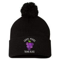 Grape Minds Think Alike Funny Fruit Pun Pom Pom 12in Knit Beanie