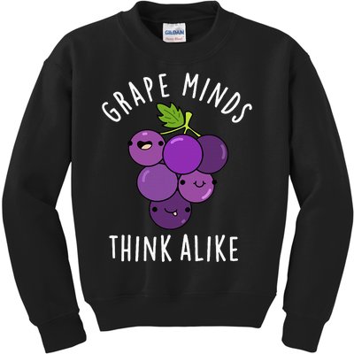 Grape Minds Think Alike Funny Fruit Pun Kids Sweatshirt