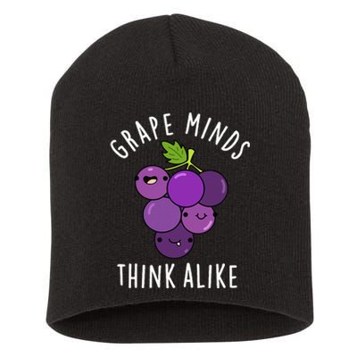 Grape Minds Think Alike Funny Fruit Pun Short Acrylic Beanie