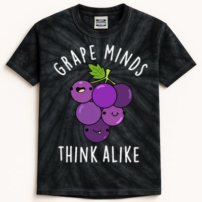 Grape Minds Think Alike Funny Fruit Pun Kids Tie-Dye T-Shirt