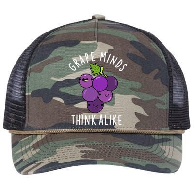 Grape Minds Think Alike Funny Fruit Pun Retro Rope Trucker Hat Cap