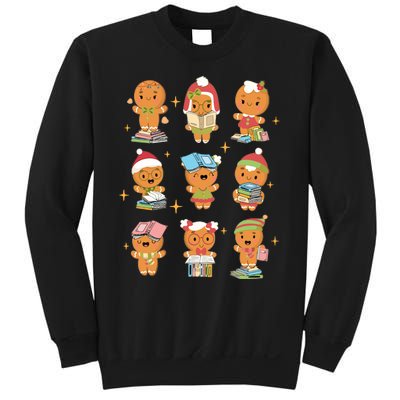 Gingerbread Man Teacher Christmas Reading Book Librarian Sweatshirt