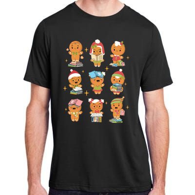 Gingerbread Man Teacher Christmas Reading Book Librarian Adult ChromaSoft Performance T-Shirt