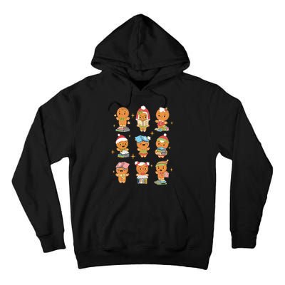 Gingerbread Man Teacher Christmas Reading Book Librarian Tall Hoodie